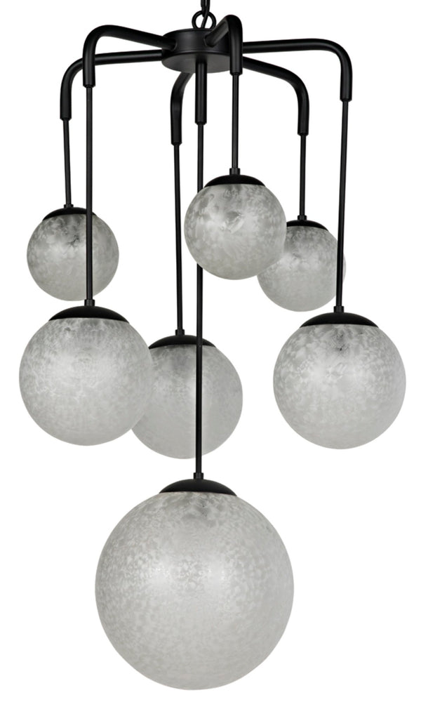 Noir Artemis Chandelier - Modern Minimalist Design with Handblown Glass Orbs and Matte Black Finish LAMP762MTB