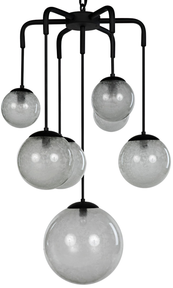 Noir Artemis Chandelier - Modern Minimalist Design with Handblown Glass Orbs and Matte Black Finish LAMP762MTB