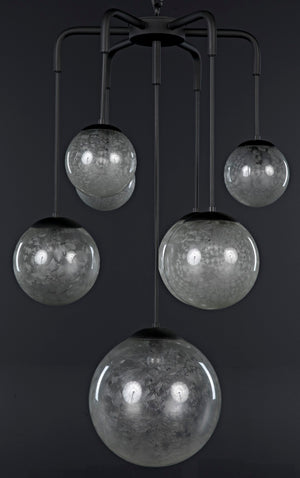Noir Artemis Chandelier - Modern Minimalist Design with Handblown Glass Orbs and Matte Black Finish LAMP762MTB