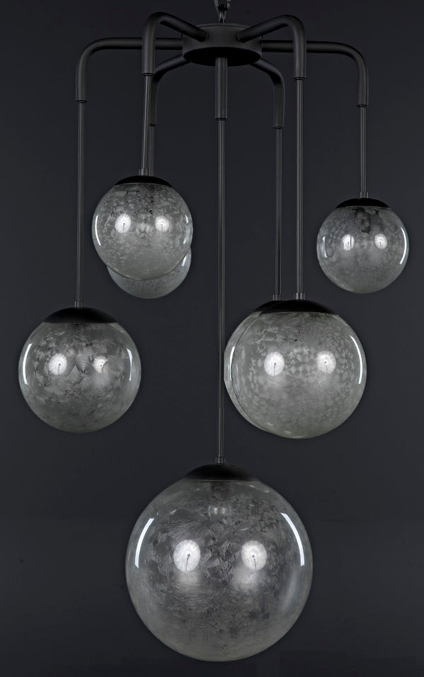 Noir Artemis Chandelier - Modern Minimalist Design with Handblown Glass Orbs and Matte Black Finish LAMP762MTB