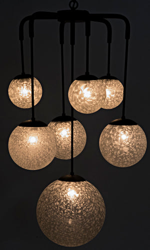 Noir Artemis Chandelier - Modern Minimalist Design with Handblown Glass Orbs and Matte Black Finish LAMP762MTB