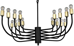 Noir Claude Chandelier - Sculptural Iron Lighting Fixture with Matte Black & Antique Brass Finishes LAMP764MTB