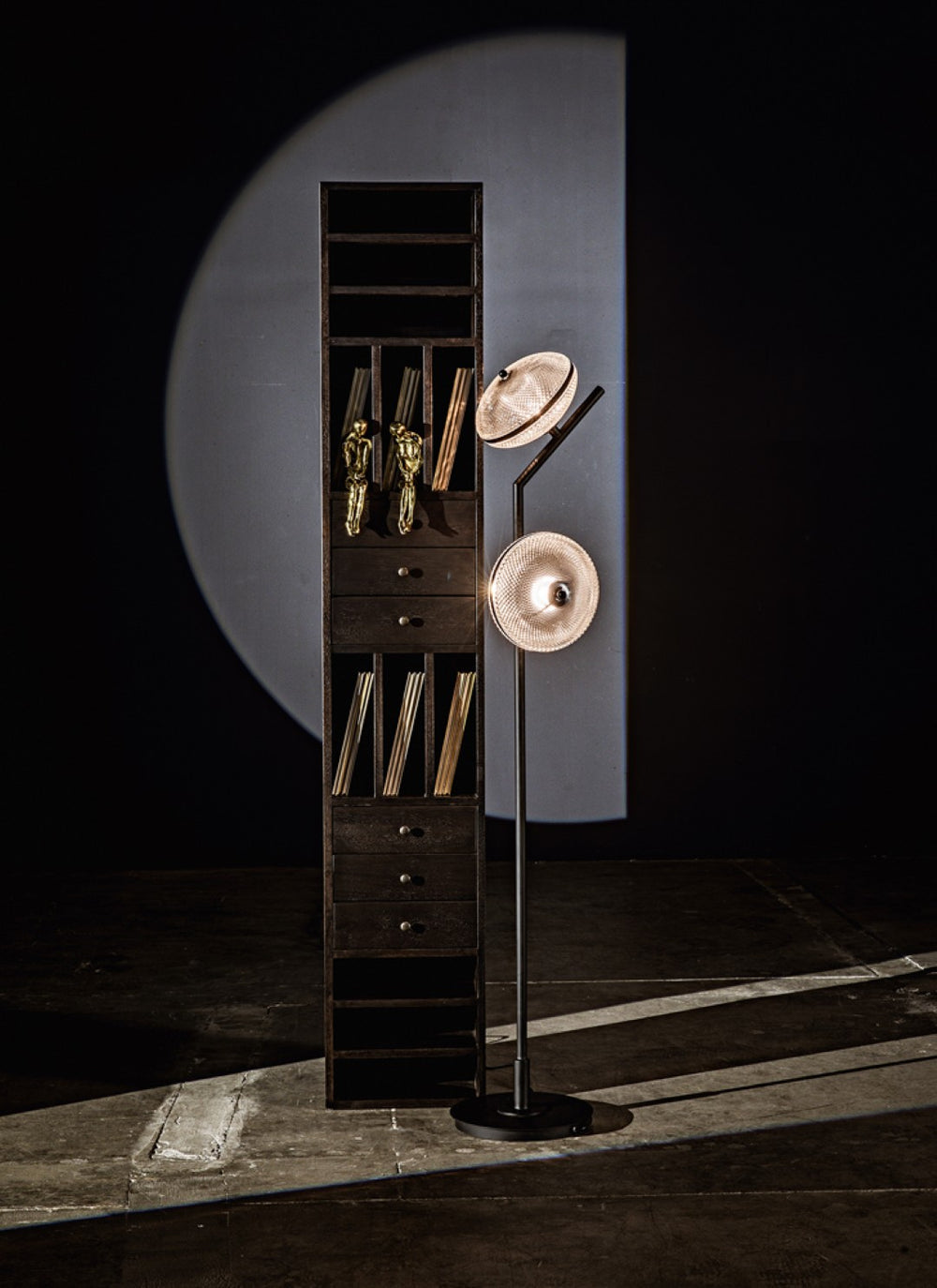 Noir Gibson Floor Lamp - Modern Industrial Black Iron Design with Textured Glass Shades for Ambient Light LAMP766MTB