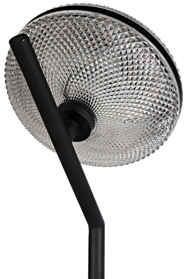 Noir Gibson Floor Lamp - Modern Industrial Black Iron Design with Textured Glass Shades for Ambient Light LAMP766MTB