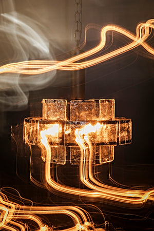 Noir Bergdorf Pendant Light Fixture - Modern 3-Tier Chandelier with Antiqued Glass & Matte Black Iron Frame LAMP768MTB