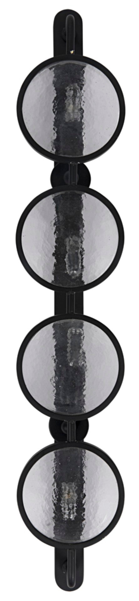 Noir Ordo Sconce - Matte Black Iron Wall Light with Four Diffused Glass Circles for Modern Interiors LAMP769MTB