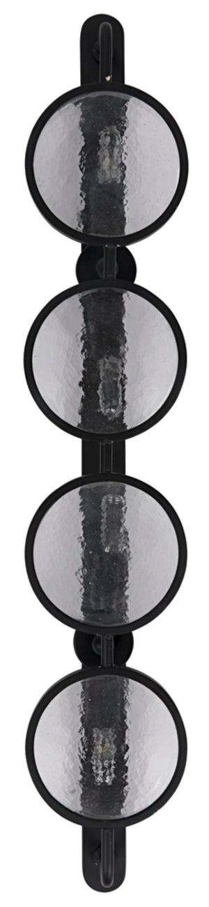 Noir Ordo Sconce - Matte Black Iron Wall Light with Four Diffused Glass Circles for Modern Interiors LAMP769MTB