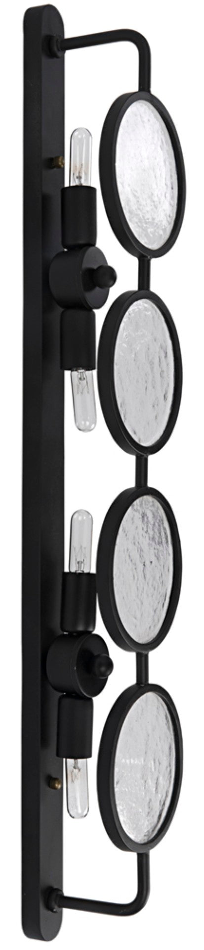 Noir Ordo Sconce - Matte Black Iron Wall Light with Four Diffused Glass Circles for Modern Interiors LAMP769MTB