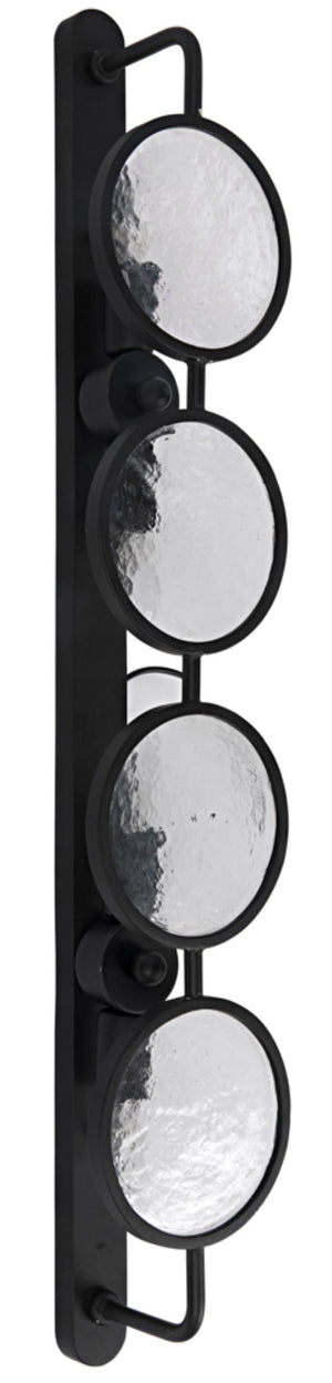 Noir Ordo Sconce - Matte Black Iron Wall Light with Four Diffused Glass Circles for Modern Interiors LAMP769MTB