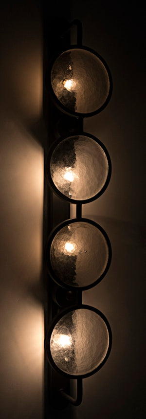 Noir Ordo Sconce - Matte Black Iron Wall Light with Four Diffused Glass Circles for Modern Interiors LAMP769MTB
