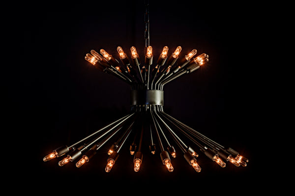 Noir Mancini Chandelier - Striking Black Iron Design with 48 Bulbs, Ideal for Modern Industrial Spaces LAMP774MTB