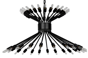 Noir Mancini Chandelier - Striking Black Iron Design with 48 Bulbs, Ideal for Modern Industrial Spaces LAMP774MTB