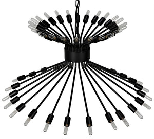 Noir Mancini Chandelier - Striking Black Iron Design with 48 Bulbs, Ideal for Modern Industrial Spaces LAMP774MTB