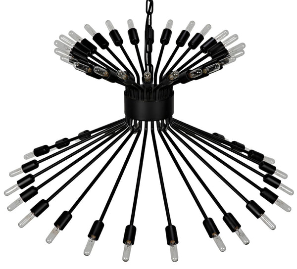 Noir Mancini Chandelier - Striking Black Iron Design with 48 Bulbs, Ideal for Modern Industrial Spaces LAMP774MTB