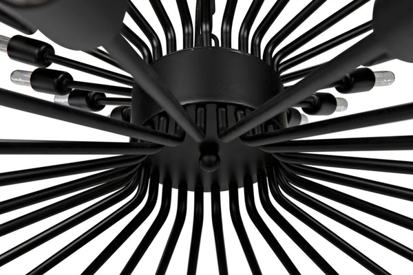 Noir Mancini Chandelier - Striking Black Iron Design with 48 Bulbs, Ideal for Modern Industrial Spaces LAMP774MTB