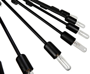 Noir Mancini Chandelier - Striking Black Iron Design with 48 Bulbs, Ideal for Modern Industrial Spaces LAMP774MTB