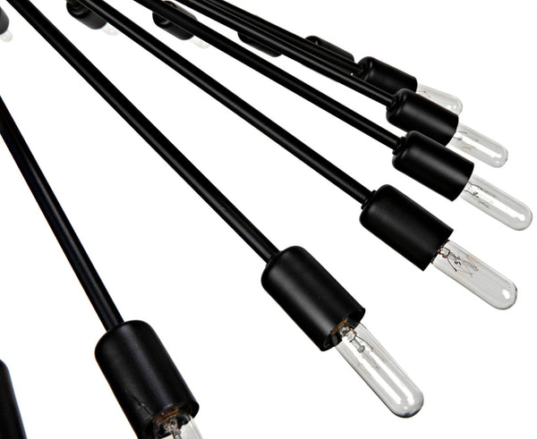 Noir Mancini Chandelier - Striking Black Iron Design with 48 Bulbs, Ideal for Modern Industrial Spaces LAMP774MTB