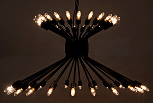 Noir Mancini Chandelier - Striking Black Iron Design with 48 Bulbs, Ideal for Modern Industrial Spaces LAMP774MTB