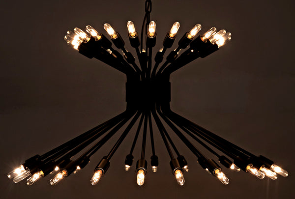 Noir Mancini Chandelier - Striking Black Iron Design with 48 Bulbs, Ideal for Modern Industrial Spaces LAMP774MTB