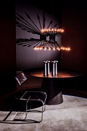 Noir Mancini Chandelier - Striking Black Iron Design with 48 Bulbs, Ideal for Modern Industrial Spaces LAMP774MTB