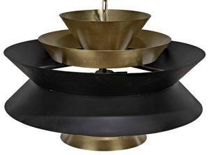 Noir Arion Pendant Light - Industrial Iron Fixture with Antique Brass Finish for Modern Spaces & Dining Areas LAMP776MB