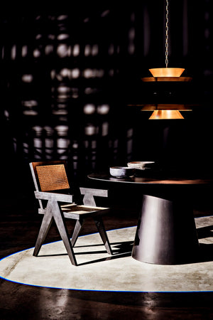 Noir Arion Pendant Light - Industrial Iron Fixture with Antique Brass Finish for Modern Spaces & Dining Areas LAMP776MB