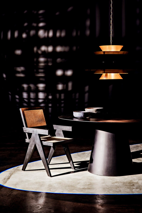 Noir Arion Pendant Light - Industrial Iron Fixture with Antique Brass Finish for Modern Spaces & Dining Areas LAMP776MB