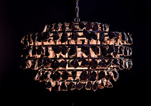 Noir Vulcan Chandelier - Modern Industrial Black Iron & Textured Glass for Dramatic Home Ambiance LAMP778MTB