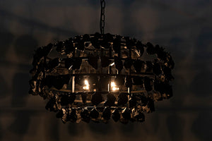 Noir Vulcan Chandelier - Modern Industrial Black Iron & Textured Glass for Dramatic Home Ambiance LAMP778MTB