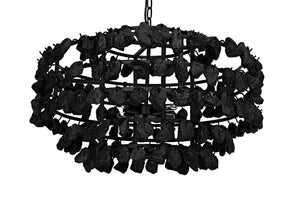 Noir Vulcan Chandelier - Modern Industrial Black Iron & Textured Glass for Dramatic Home Ambiance LAMP778MTB