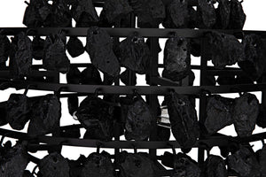 Noir Vulcan Chandelier - Modern Industrial Black Iron & Textured Glass for Dramatic Home Ambiance LAMP778MTB