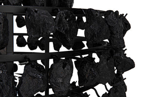 Noir Vulcan Chandelier - Modern Industrial Black Iron & Textured Glass for Dramatic Home Ambiance LAMP778MTB