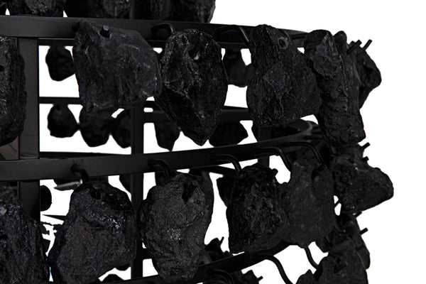 Noir Vulcan Chandelier - Modern Industrial Black Iron & Textured Glass for Dramatic Home Ambiance LAMP778MTB