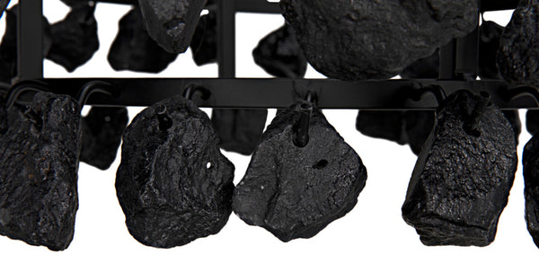 Noir Vulcan Chandelier - Modern Industrial Black Iron & Textured Glass for Dramatic Home Ambiance LAMP778MTB