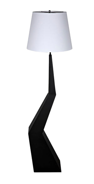 Noir Rhombus Floor Lamp - Modern Black Metal Design with Tapered Silk Shade for Stylish Ambient Lighting LAMP779MTBSH