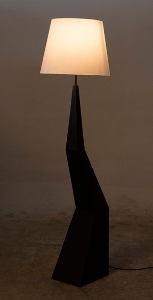 Noir Rhombus Floor Lamp - Modern Black Metal Design with Tapered Silk Shade for Stylish Ambient Lighting LAMP779MTBSH