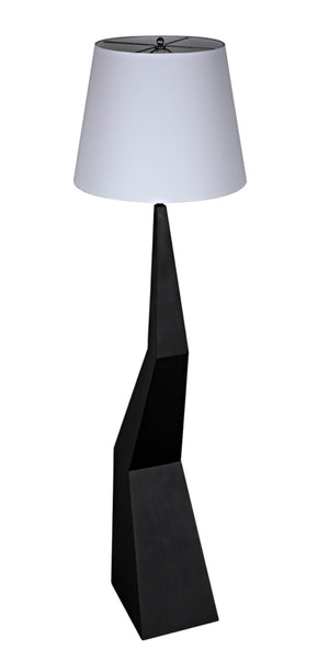 Noir Rhombus Floor Lamp - Modern Black Metal Design with Tapered Silk Shade for Stylish Ambient Lighting LAMP779MTBSH