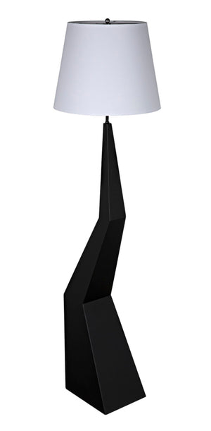 Noir Rhombus Floor Lamp - Modern Black Metal Design with Tapered Silk Shade for Stylish Ambient Lighting LAMP779MTBSH