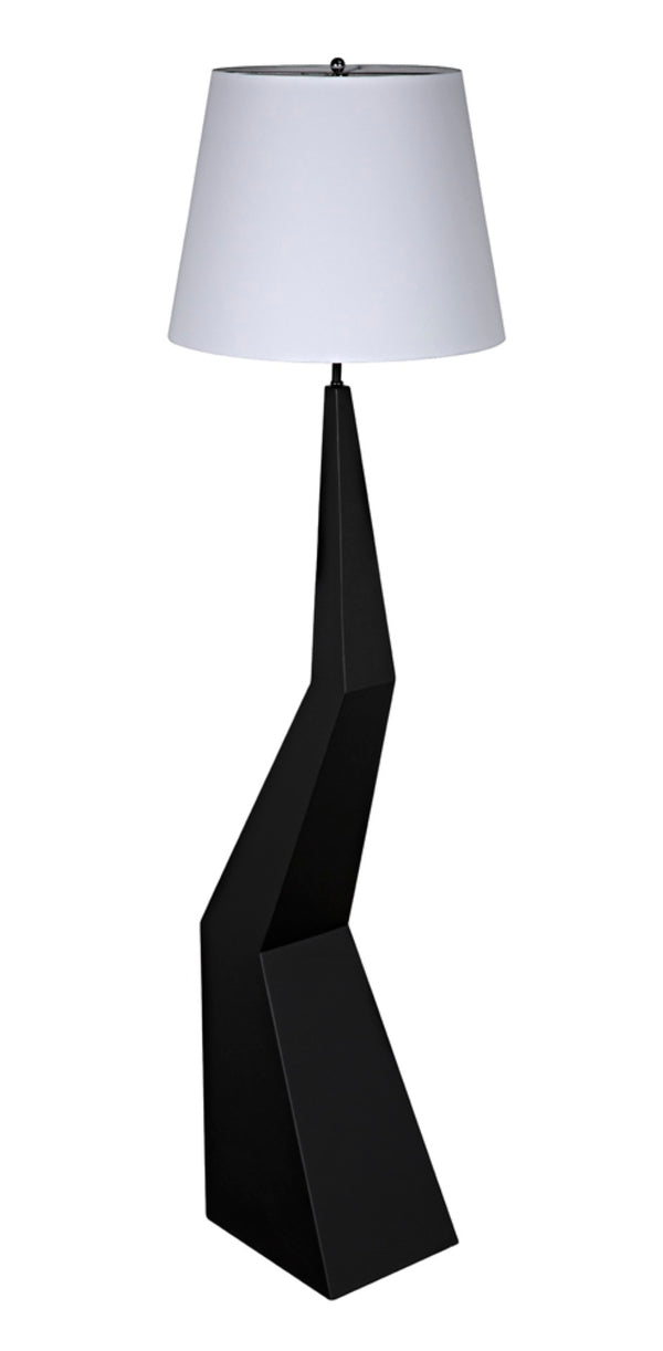 Noir Rhombus Floor Lamp - Modern Black Metal Design with Tapered Silk Shade for Stylish Ambient Lighting LAMP779MTBSH