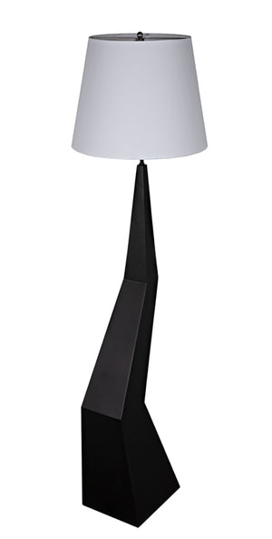 Noir Rhombus Floor Lamp - Modern Black Metal Design with Tapered Silk Shade for Stylish Ambient Lighting LAMP779MTBSH