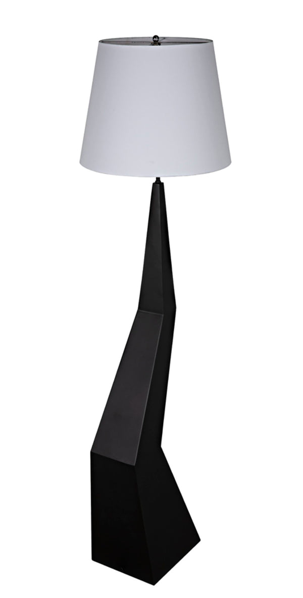 Noir Rhombus Floor Lamp - Modern Black Metal Design with Tapered Silk Shade for Stylish Ambient Lighting LAMP779MTBSH