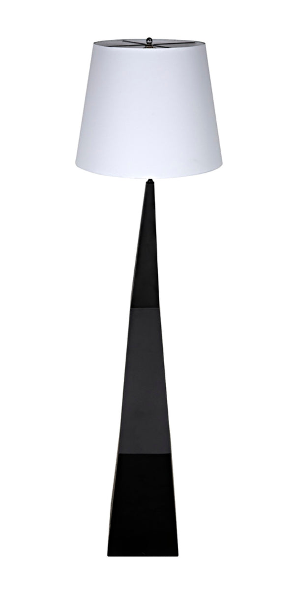 Noir Rhombus Floor Lamp - Modern Black Metal Design with Tapered Silk Shade for Stylish Ambient Lighting LAMP779MTBSH