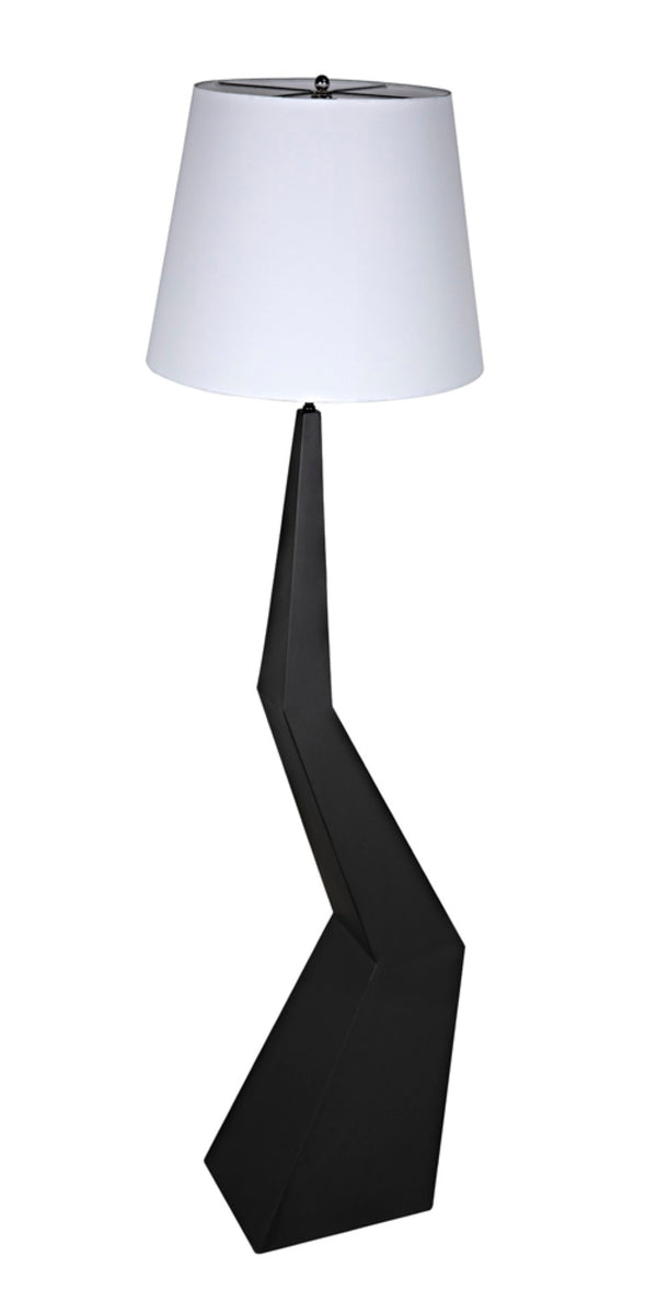 Noir Rhombus Floor Lamp - Modern Black Metal Design with Tapered Silk Shade for Stylish Ambient Lighting LAMP779MTBSH