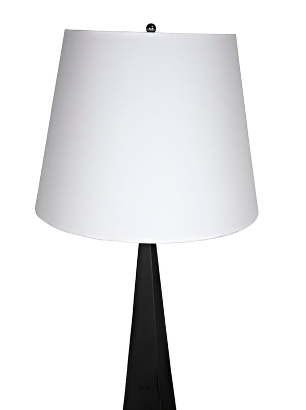 Noir Rhombus Floor Lamp - Modern Black Metal Design with Tapered Silk Shade for Stylish Ambient Lighting LAMP779MTBSH