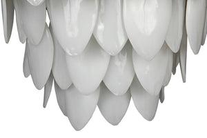 Noir Lotus Chandelier - Handcrafted Iron and Milk Glass, Sculptural Design for Modern Spaces and Elegance L LAMP780MTB