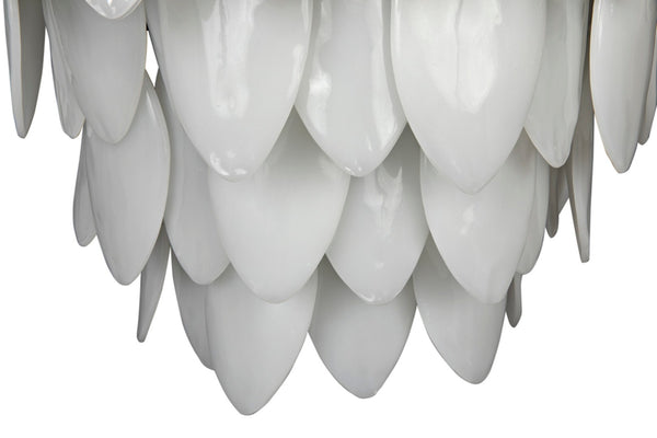 Noir Lotus Chandelier - Handcrafted Iron and Milk Glass, Sculptural Design for Modern Spaces and Elegance L LAMP780MTB