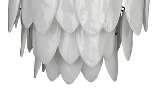 Noir Lotus Chandelier - Handcrafted Iron and Milk Glass, Sculptural Design for Modern Spaces and Elegance M LAMP781MTB