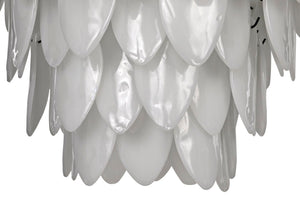 Noir Lotus Chandelier - Handcrafted Iron and Milk Glass, Sculptural Design for Modern Spaces and Elegance XL LAMP782MTB