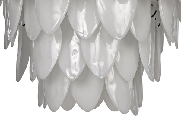 Noir Lotus Chandelier - Handcrafted Iron and Milk Glass, Sculptural Design for Modern Spaces and Elegance XL LAMP782MTB