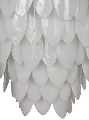 Noir Lotus Chandelier - Handcrafted Iron and Milk Glass, Sculptural Design for Modern Spaces and Elegance XL LAMP782MTB